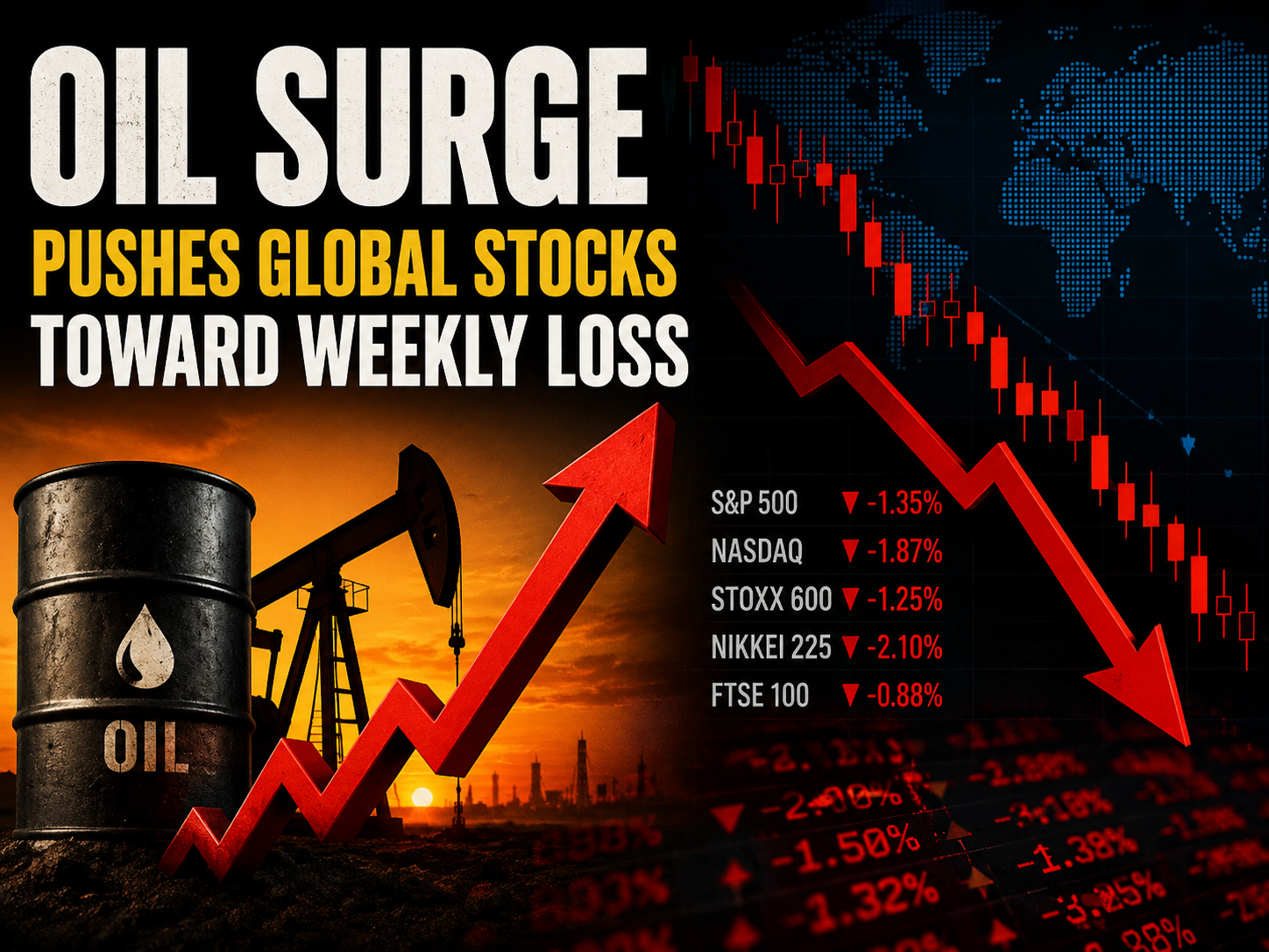 Oil Surge Pushes Global Stocks Toward a Weekly Loss
