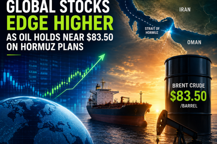 Global stocks edge higher as oil holds near $83.50